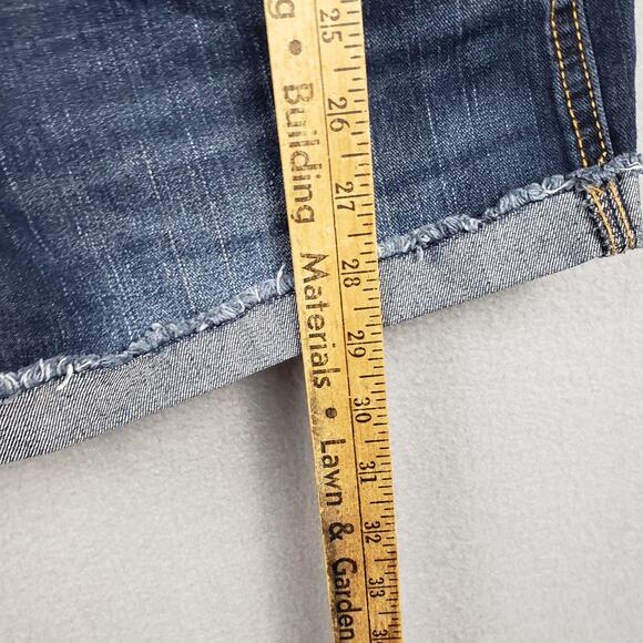 Y2K Rolled Hem Denim Bib Shortalls Overalls Blue Relaxed Fit Size S Western Boho - Picture 4 of 8